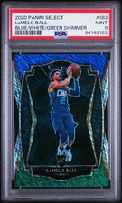2020 PANINI SELECT LAMELO BALL RC BLUE/WHITE/GREEN SHIMMER /25 PSA 9 MINT