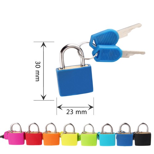 Small Padlock Coloured Strong Steel Padlock Travel Suitcase Bag Lock With 2 Keys - Picture 12 of 40