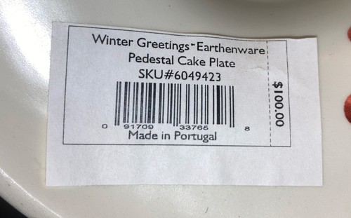 LENOX Hand Ptd “WINTER GREETINGS” Footed CAKE STAND, 2 Cardinals, 12"x 4”, NWT - Picture 7 of 7