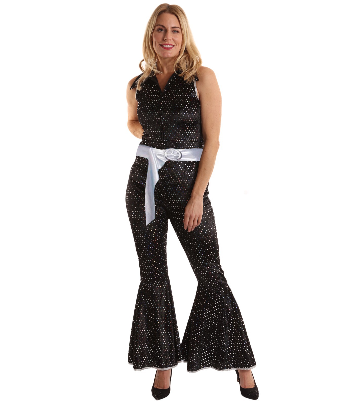 Disfraz Monos Enterizo Disco Mujer Negro Adulto S-XL HPO Sintético