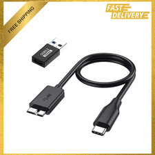 External Hard Drive Cable Micro B 3.0 to USB C A 2in1 1.6FT Braided Nylon