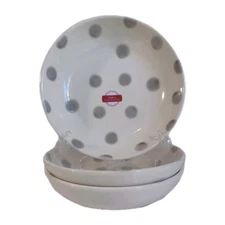 Grey Polka Dot Pasta Bowl Set Of 3, 8", CMG, Hand Made In Portugal, New