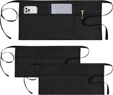 3 Pack Server Apron, Black Waitress Apron with 3 Pockets, Short Aprons for Women