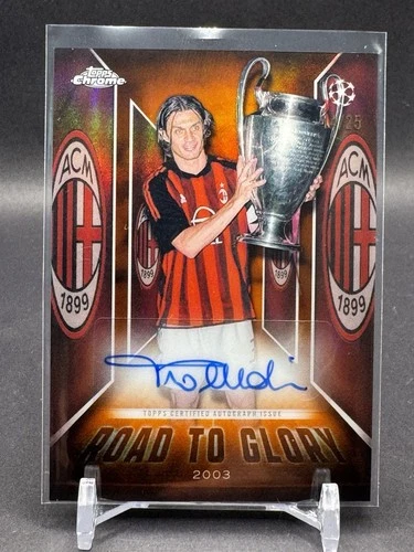 2025-26 Topps Chrome UEFA Paolo Maldini Road To Glory Auto Orange #/25 AC Milan