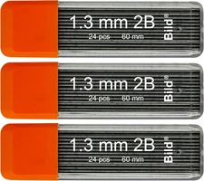 Bild 1.3 mm 2B, total 72 Premium Mechanical Pencil Lead Refills (3 Tubes)