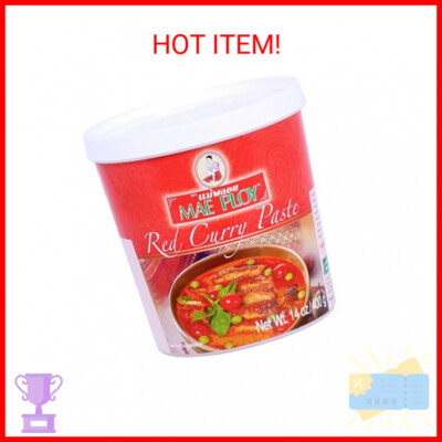 Mae Ploy Red Curry Paste, Authentic Thai Red Curry Paste For Thai Curries And Ot