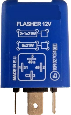 12 Volt Anhängerblinkrelais, 2+1x21W2(0)-4W, 6x21 Watt + Halter