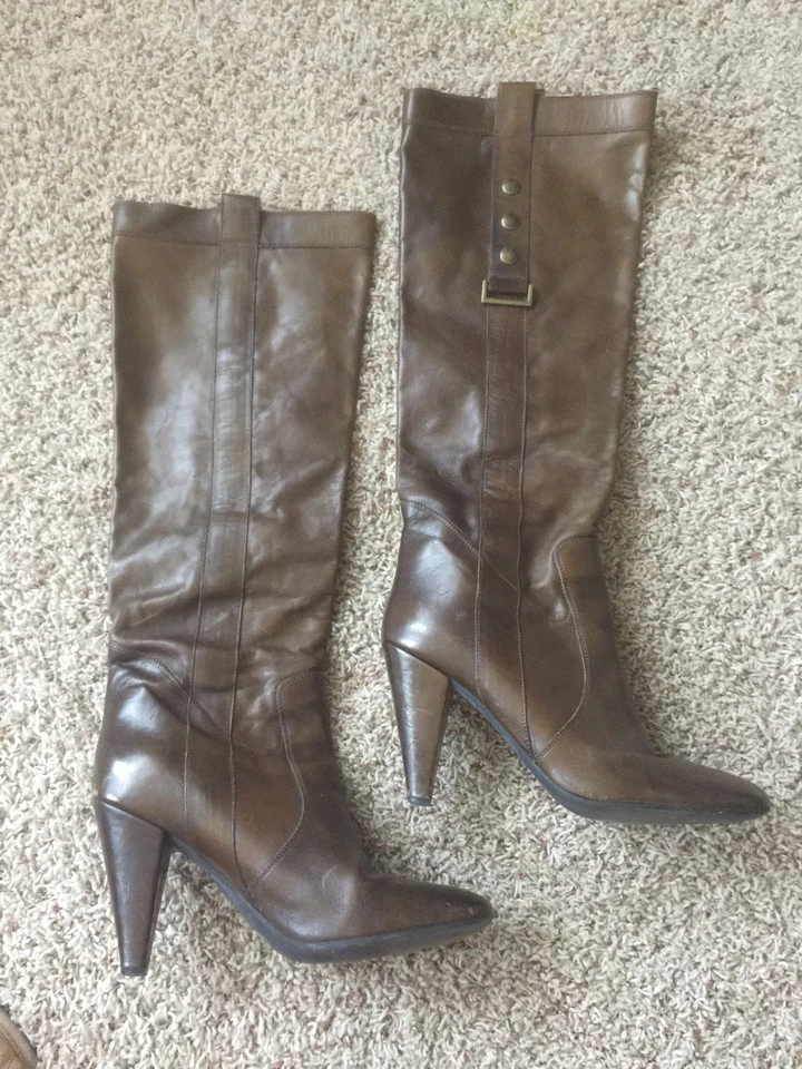 Fornarina Brown Sleek Slimming Leather Shoes Heels Boots Size 40 - Image 2 of 4