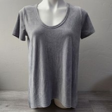 Love Fire Gray Velvet Top M Scoop U Shape Neck Longer Sides Soft Casual Travel