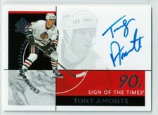 2018-19 SP Authentic Sign of the Times 90's #90TA Tony Amonte AUTO - BLACKHAWKS