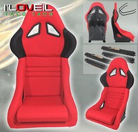 Pair Of Black Fiberglass Bucket Red Cloth Racing Seats W/ Sliders For Mazda on sale Pair Of Black Fiberglass Bucket Red Cloth Racing Seats W/ Sliders For Mazda on sale