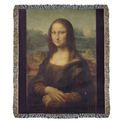Mona Lisa Blanket 100 Cotton Throw Woven in USA Leonardo da Vinci Art Lover Gift