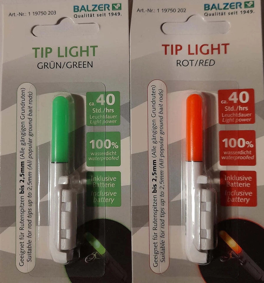 Balzer Tip Light LED Rot Grün inkl. Batterie elektrisches Knicklicht Angellicht