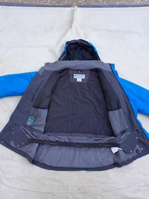 Columbia Omni Tech Jacket Men's Small Blue Hooded Hiking Winter