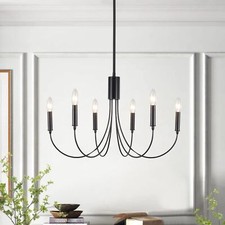 Black Chandelier 6-Light Modern Iron Farmhouse Chandeliers for Dining Room Rusti