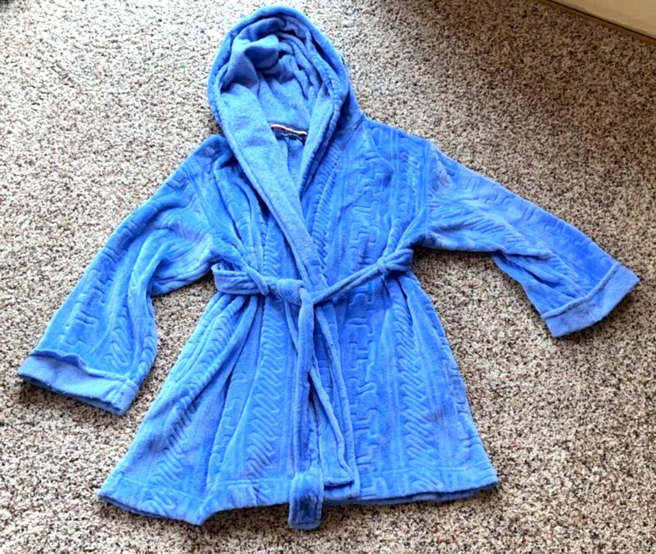 Tommy Hilfiger Púrpura Felpa Capucha Corto Abrigo Bata con Cinturón L Foto 2 de 4