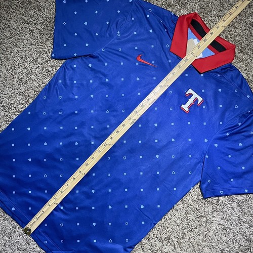 Nike Texas Rangers Men's Size Small Royal Legacy Polo Icon Vapor Performance - Picture 7 of 10