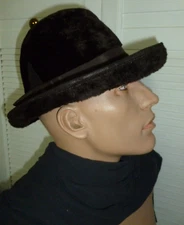 Vintage Bowler Pimp Hat Gwenn Pennington Brown Fur Union Made Sz Medium 22.5 Cir