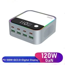 120W Multi USB C Charger QC 3.0 Type C PD Fast Charging Station For iPhone 16 15