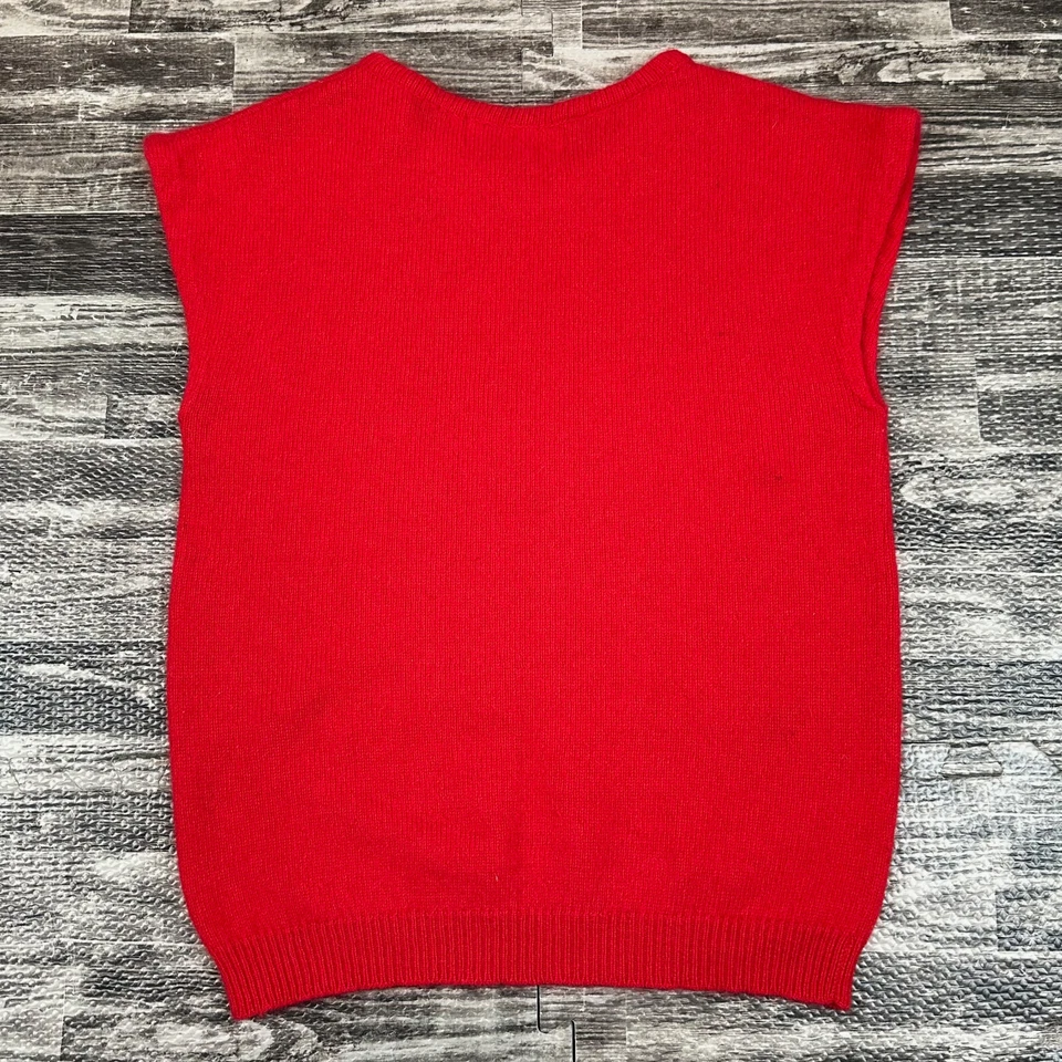 Suéter Top Vintage Dama Madeira Para Mujer Talla MED Mezcla Lana Angora Rojo Sin Mangas Foto 3 de 4