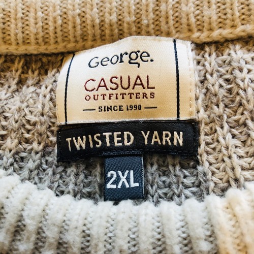 George Mens Jumper Brown Size 2XL XXL Acrylic Asda Long Sleeve Yarn Pullover - Picture 3 of 8