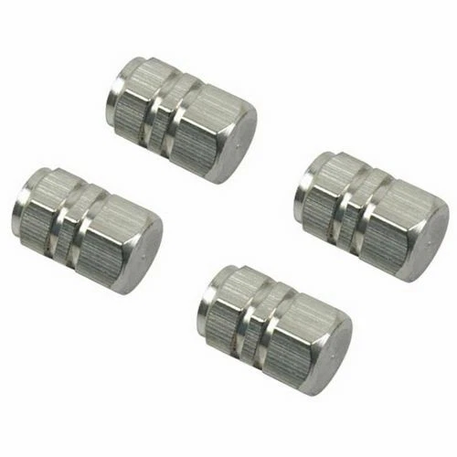 4 Silver Hex Aluminum Wheel Tire Pressure Air Stem Valve Caps for Auto-Car-Truck - Image 3 of 4