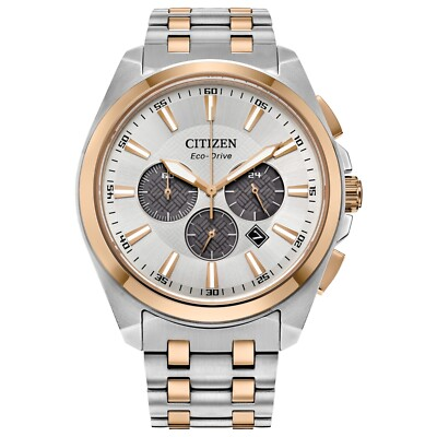 #ad #ad Citizen Eco Drive Men#x27;s Peyten Chronograph Silver Gold Watch 41MM CA4516 59A $173.99