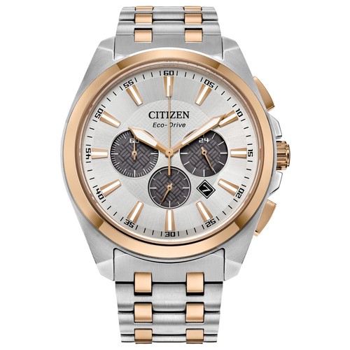 Citizen Eco-Drive Men's Peyten Chronograph Silver Gold Watch 41MM CA4516-59A
