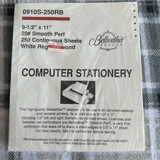 Bellwether Computer Stationery Paper 250 Sheets Bond Continuous Form Blank