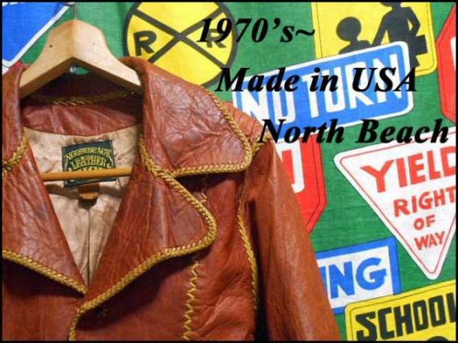 North Beach 1970s Vintage Leather Jacket Made in USA Size L North Beach 1970s Vintage Leather Jacket Made in USA Size L
