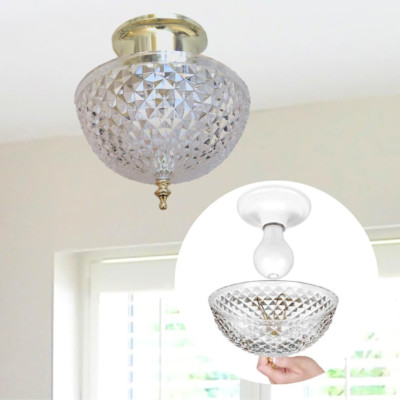 Evelots Clip on Shade for Ceiling Light Bulb or Lamp-Antique-Diamond Cut-Acrylic