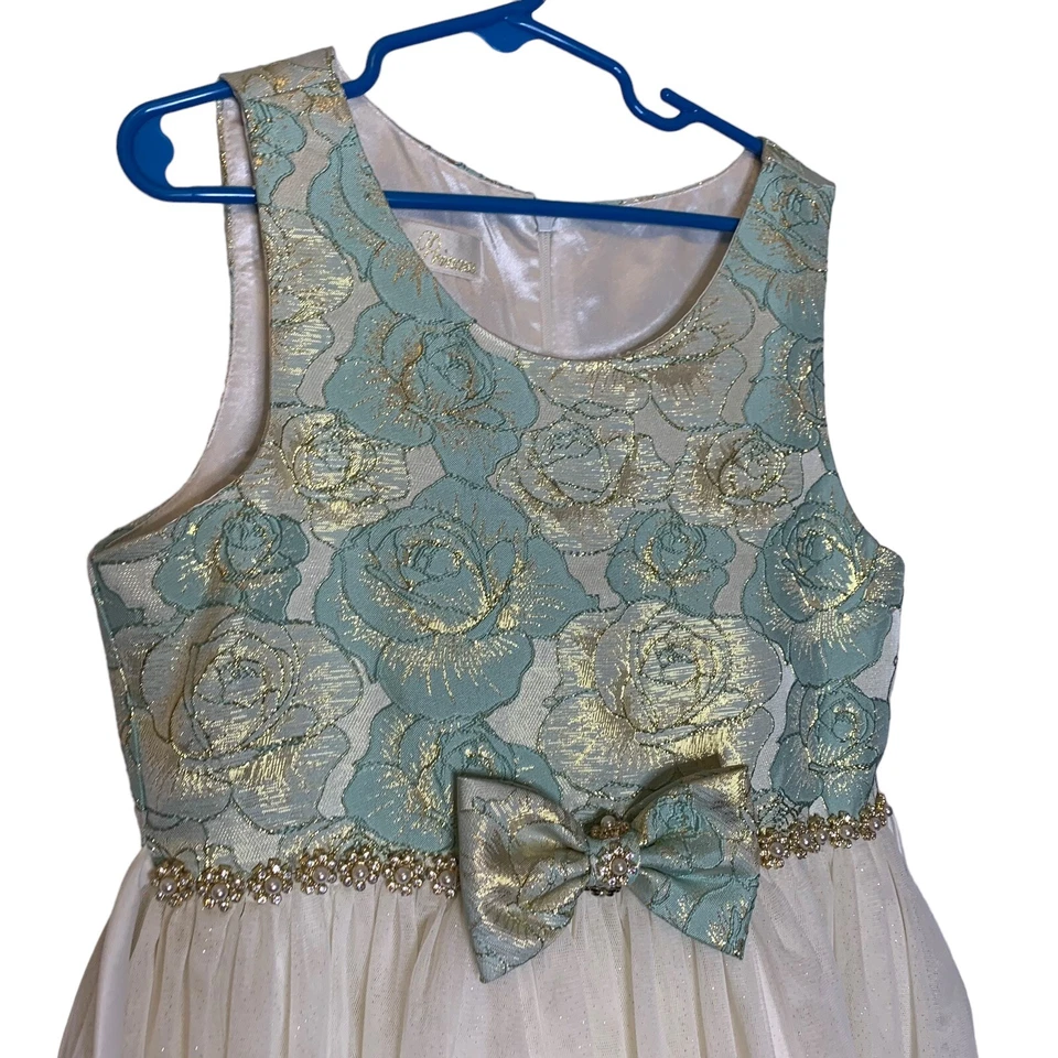 Vestido Princesa Americana Niñas Talla 10 Sin Mangas Fiesta Brillante Estrás Foto 2 de 4