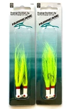 Hurricane 2 Packs 3/8oz Bugeye Bucktail Jig White with Chartreuse Tail 2-Count