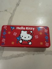 Vintage Sanrio Hello Kitty Tin Box Pencil Box Pen Case Metal Japan 2001 Kawaii