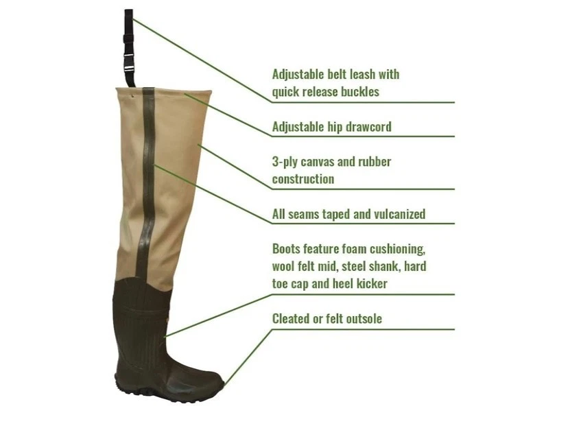 FROGG TOGGS Bull Frogg 3-ply PVC Canvas Bootfoot Hip Wader, Cleated or Felt SZ 7 - Image 2 of 2