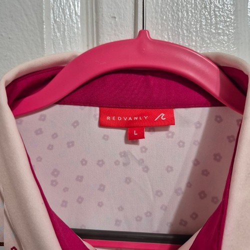 Redvanly Polo Shirt Size L Pink with Red Floral Pattern - Picture 5 of 6
