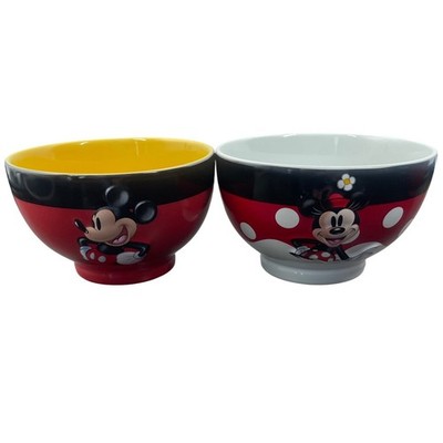 Disney Mickey Mouse セラミック皿2枚✖︎2 ＆ボウル2個✖︎2 Disney Parks Mickey and Minnie Mouse Ceramic Bowl Set Red White
