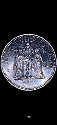 pièce de 50 francs hercule en argent De 1878 - Photo 1/2