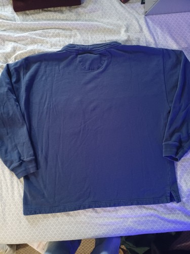 Eddie Bauer Sweater Mens Large Faded Blue Wide Crew Neck Sweatshirt Drawstring - Picture 8 of 8