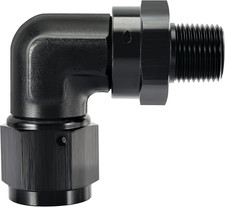 10AN Female to 3/8" NPT Pipe Swivel 90 Degree Adapter Fitting Black Aluminum