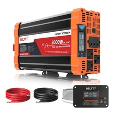 2000W Pure Sine Wave Inverter 12V DC to 120V AC, 4000W Surge LCD Display, D...
