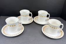Vintage Corning Ware Corelle Butterfly Gold Coffee Tea Cups  Saucers Set of 4