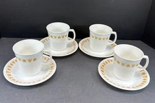 Vintage Corning Ware Corelle Butterfly Gold Coffee Tea Cups & Saucers Set of 4