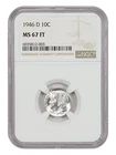 1946 D Roosevelt Dime NGC MS67FT Blast white!