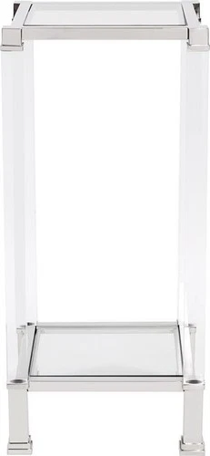 Clare Pedestal Table: Acrylic and Stainless Elegance - Picture 2 of 3