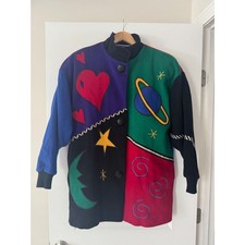 Marylou Ozbolt Storer Fiberarts 100 Wool Art Jacket Womens S USA Vintage