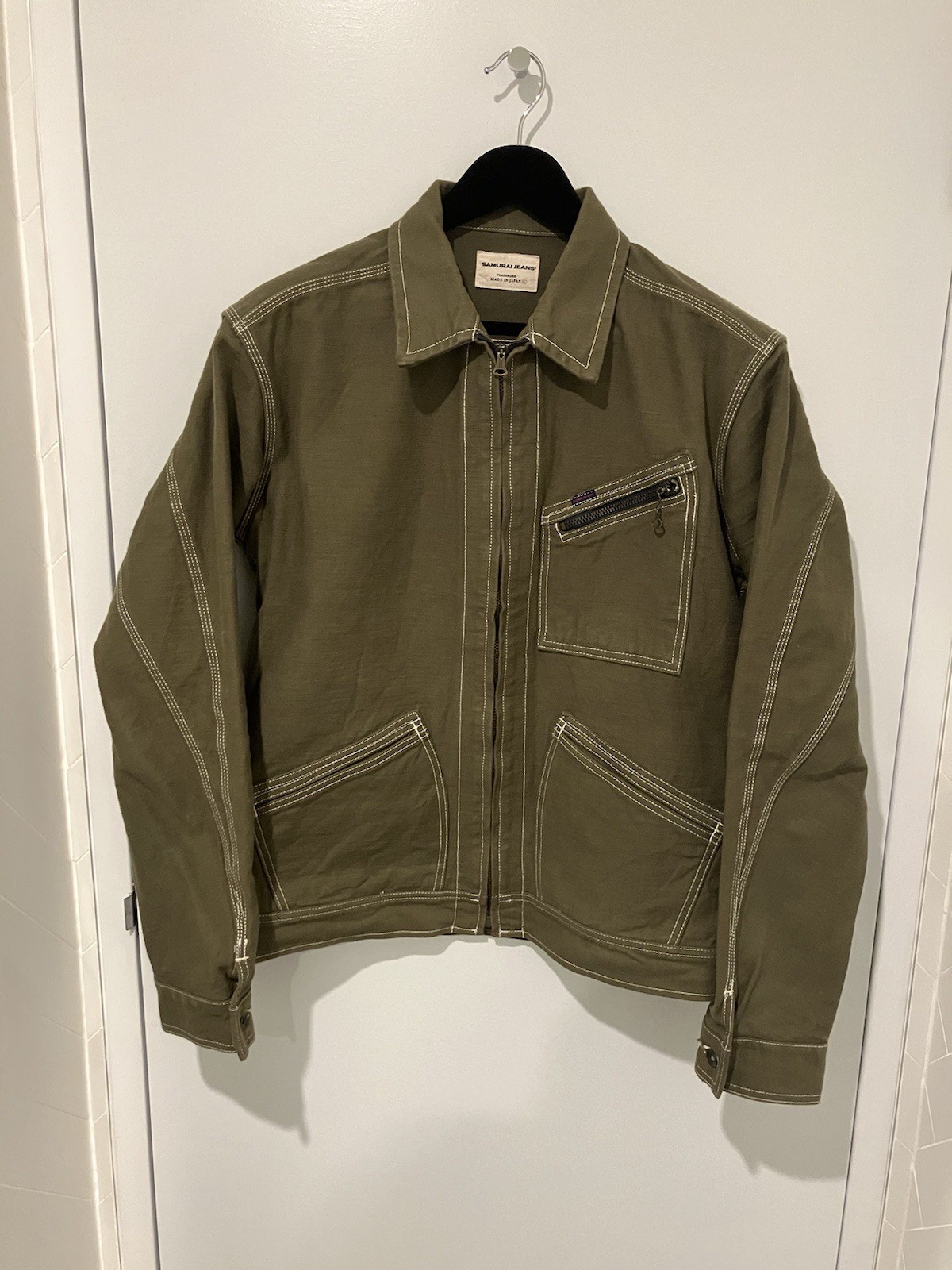 Samurai Jeans - SJ19B-BS - 15oz Selvedge Jacket - Olive - Size 44