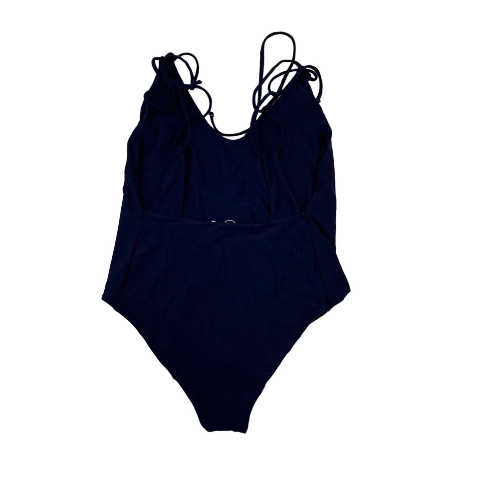 Traje de baño Tori Praver para mujer XL espuma de mar lazo trasero nadar una pieza azul marino con tiras Foto 2 de 4
