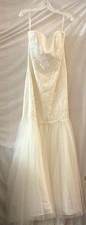 NWT David's Bridal Ivory Strapless Lace Column/Sheath Wedding Dress 14