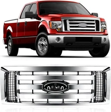 For 2009-2012 13 14 Ford F-150 F150 XLT Grille Grill Front Upper Bumper Chrome